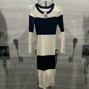 BNWT H&M navy and cream midi dress